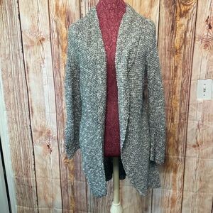 Eileen Fisher Gray and White Mix Size Large Cardigan Open Front Design